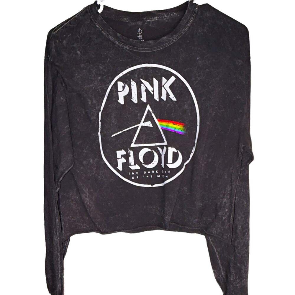 Pink Floyd Dark Side Of The Moon Mens Black Logo Long Sleeve Tshirt Size M